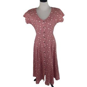 Roper Vintage Fit and Flare Maxi Dress Cowboy Theme Short Sleeve Padded Shoulder